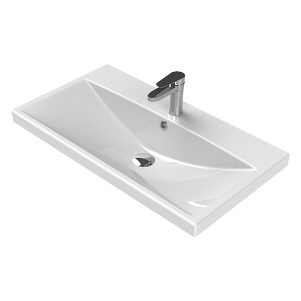 Nameeks Elite Wall Mounted Bathroom Sink in White - Rectangular - 31.5-in x 17.72-in
