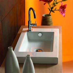 Nameeks Serie 35 Drop-In Ceramic Bathroom Sink - Square - 23.62-in x 13.78-in