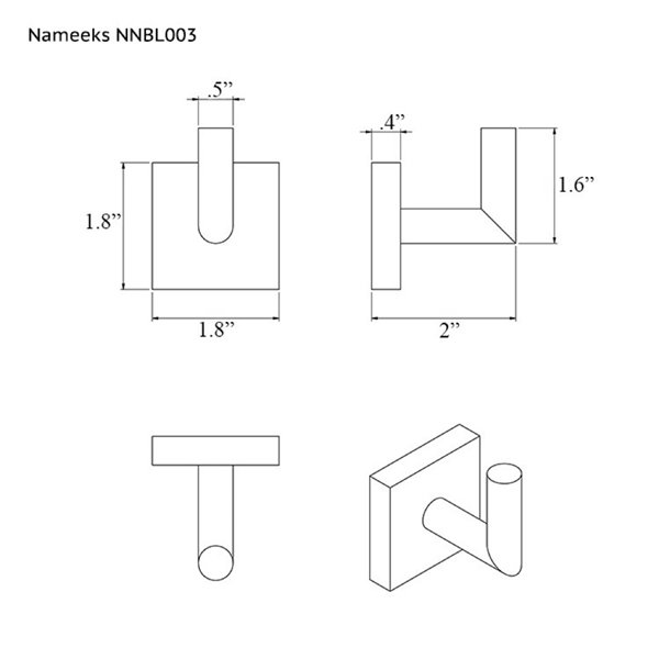 Nameeks Nice Hotel Wall Mounted Bathroom Hook In Black