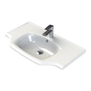 Nameeks Yeni Klasik Wall Mounted Bathroom Sink in White - Round- 31.6-in x 18.8-in