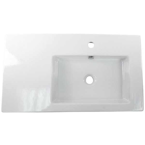 Nameeks Condal Wall Mounted Ceramic Bathroom Sink in White - Square - 39.37-in x 17.72-in
