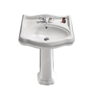 Nameeks Traditional Pedestal Sink in White - 34.9-in x 23.7-in x 21.3-in