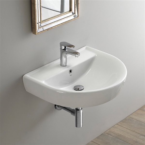 Nameeks Bella Wall Mounted Bathroom Sink in White - Round - 17.71-in x 13.78-in