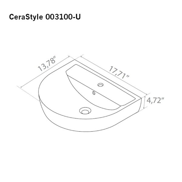 Nameeks Bella Wall Mounted Bathroom Sink in White - Round - 17.71-in x 13.78-in