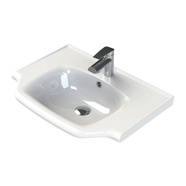 Nameeks Yeni Klasik Wall Mounted Bathroom Sink in White - Rectangular - 25.6-in x 18.8-in