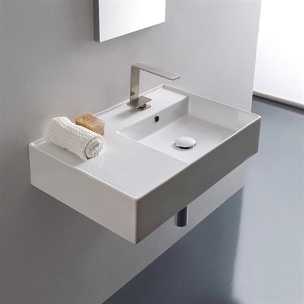 Nameeks Teorema Wall Mounted Sink In White - Rectangular - 17.3-in x 23.6-in