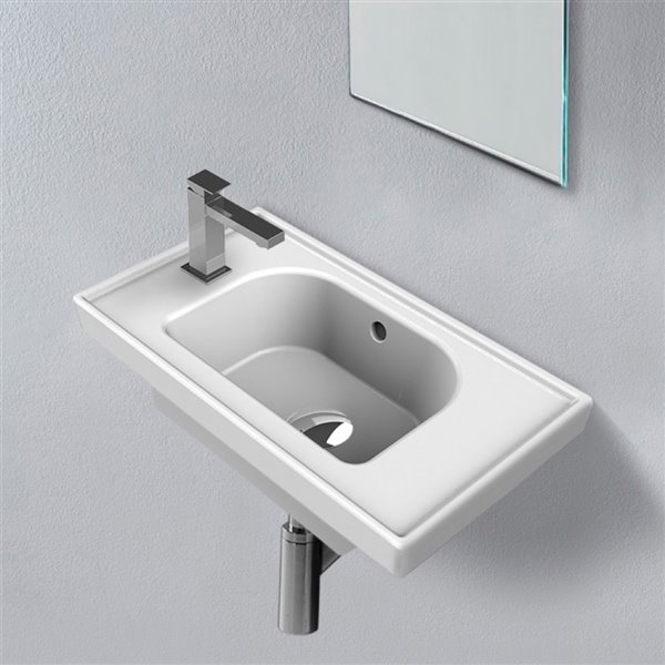 Nameeks Frame Wall Mounted Bathroom Sink in White - Rectangular - 16.86-in x 11.02-in