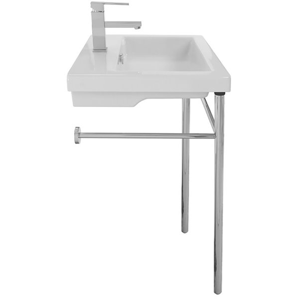 Nameeks Cangas Ceramic Console Bathroom Sink with Chrome Stand - 23.6-in x 17.72-in