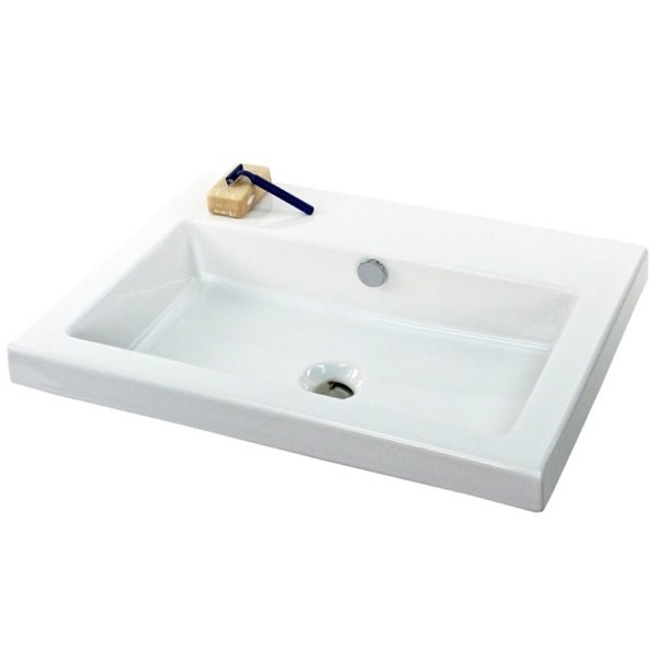 Nameeks Cangas Ceramic Console Bathroom Sink with Chrome Stand - 23.6-in x 17.72-in