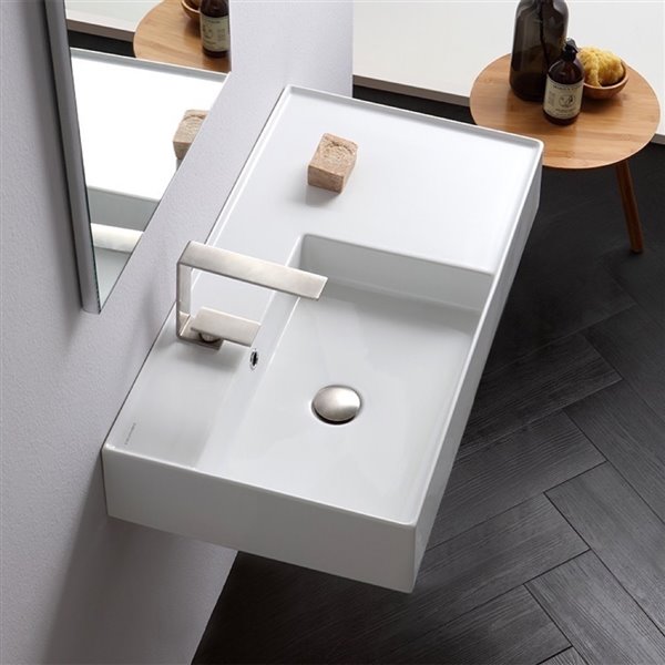 Nameeks Teorema Wall Mounted Sink In White - Rectangular - 17.32-in x 31.89-in