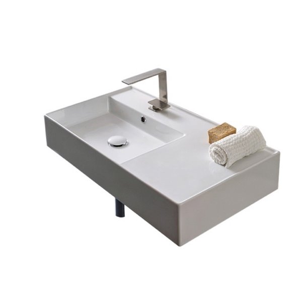 Nameeks Teorema Wall Mounted Sink In White - Rectangular - 17.32-in x 31.89-in