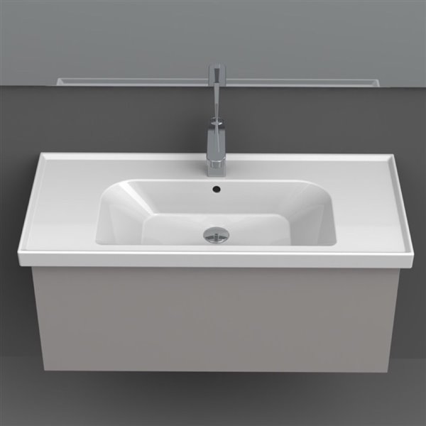 Nameeks Frame Wall Mounted Bathroom Sink in White - Rectangular - 31.5-in x 17.72-in