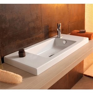 Nameeks Serie 35 Drop-In Ceramic Bathroom Sink - Square - 31.5-in x 13.78-in