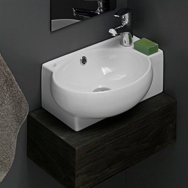 Nameeks Mini Vessel Sink in White - Triangular - 17.5-in x 11.2-in