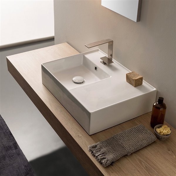 Nameeks Teorema Wall Mounted Sink In White - Rectangular - 17.32-in x 23.62-in