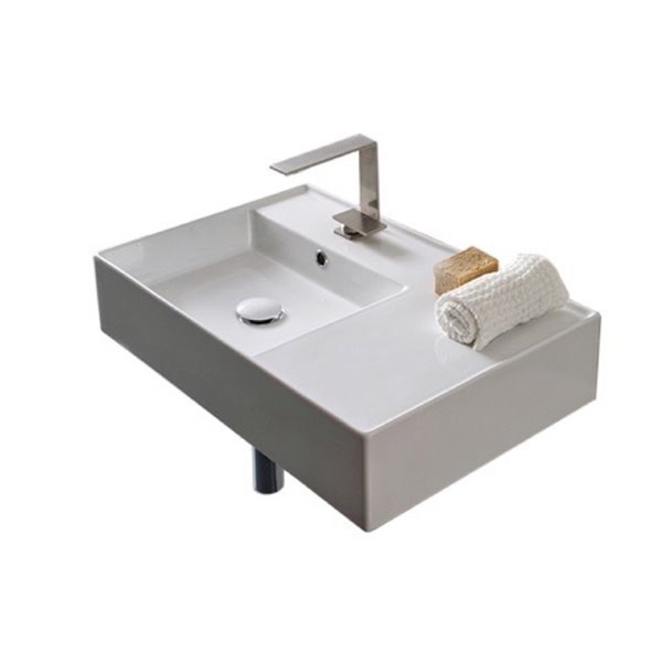 Nameeks Teorema Wall Mounted Sink In White - Rectangular - 17.32-in x 23.62-in