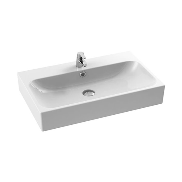 Nameeks Pinto Wall Mounted Bathroom Sink in White - Rectangular - 30-in x 18.9-in