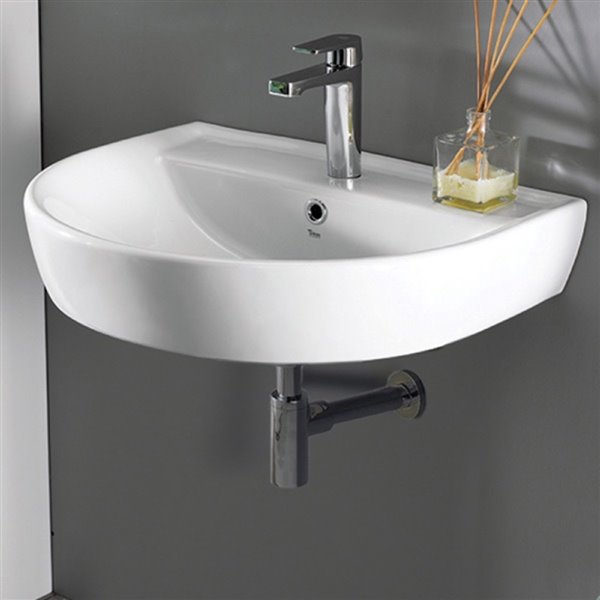 Nameeks Bella Wall Mounted Bathroom Sink in White - Round - 23.7-in x 19.5-in