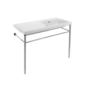 Nameeks Condal Ceramic Console Bathroom Sink with Chrome Stand - 39.3-in x 17.72-in