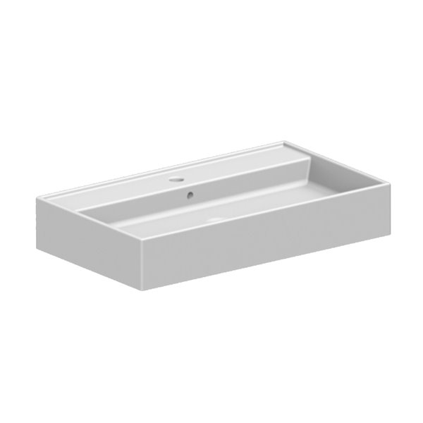Nameeks Teorema Vessel Bathroom Sink In White - Rectangular - 31.69-in ...