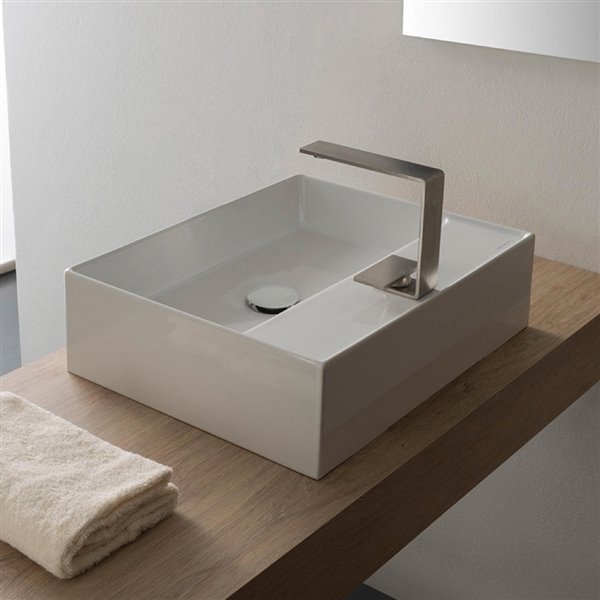 Nameeks Teorema Vessel Bathroom Sink In White - Rectangular - 15.1-in x ...
