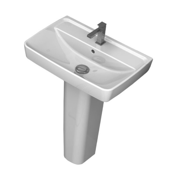 Nameeks Duru Square Pedestal Sink in White - Single Hole - 30.12-in x 22.62-in x 16-in