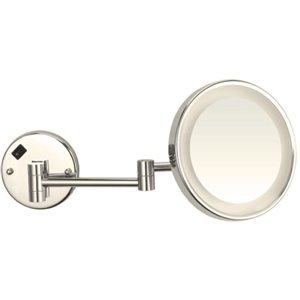 Nameeks Glimmer Wall Mounted Makeup Mirrors In Satin Nickel - 4.5-in x 8-in x 8-in