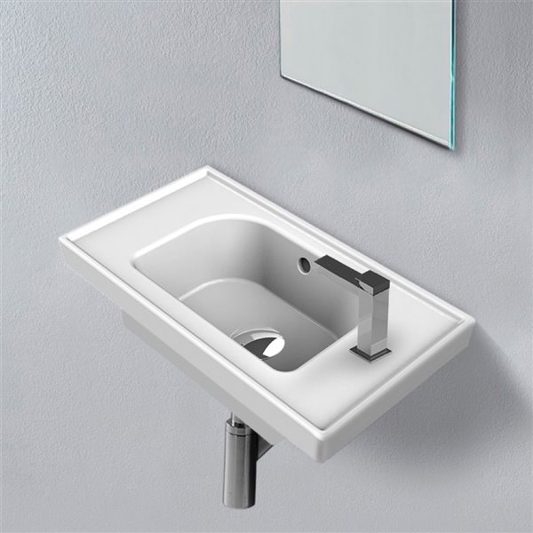 Nameeks Frame Wall Mounted Bathroom Sink in White - Rectangular - 16.86-in x 11.02-in