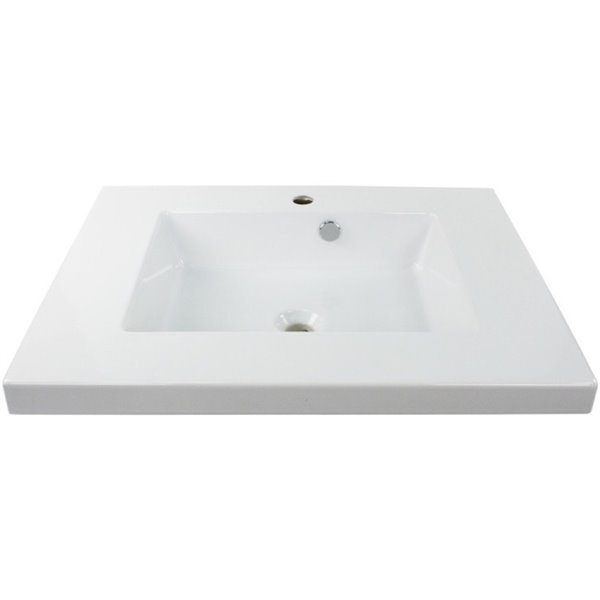 Nameeks Mars Wall Mounted Ceramic Bathroom Sink in White - Square - 27.56-in x 21.26-in