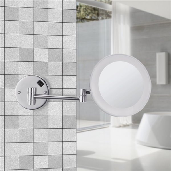 Nameeks Glimmer Wall Mounted Makeup Mirrors In Chrome 4.5in x 8in x