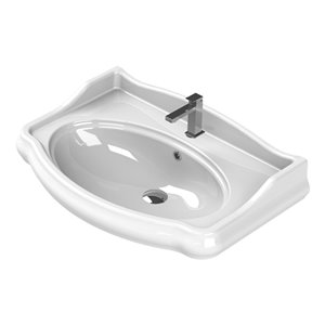 Nameeks Traditional Wall Mounted Bathroom Sink in White - Rectangular - 31.5-in x 21.06-in