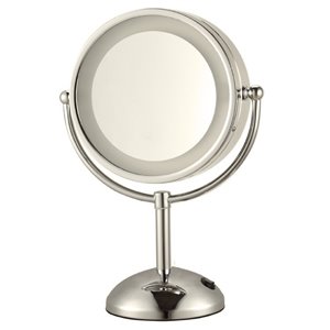 Nameeks Glimmer Free Standing Makeup Mirrors In Satin Nickel - 4.23-in x 8.5-in x 8.5-in