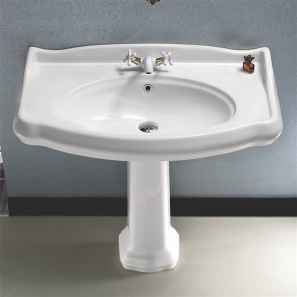 Nameeks Traditional Pedestal Sink in White - 31.9-in x 39.4-in x 21.1-in