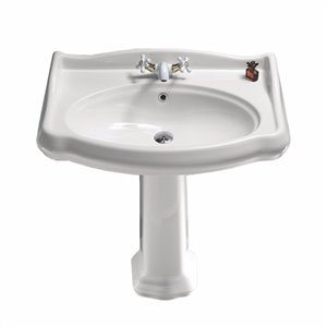 Nameeks Traditional Pedestal Sink in White - 34.9-in x 31.5-in x 21.1-in