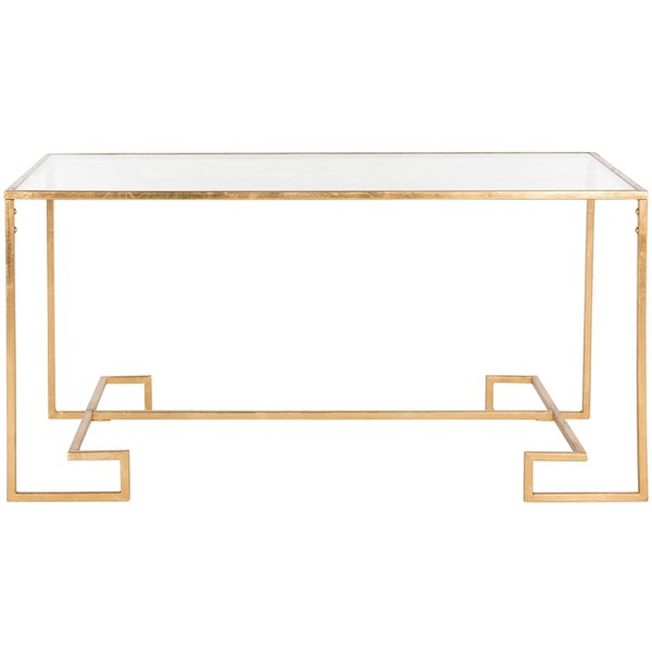 Safavieh Burton Glass Rectangular Coffee Table with Antique Gold Leaf finish