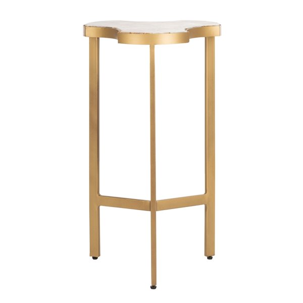 Safavieh Suki Tripod Round Accent Table with White Top and Gold Frame