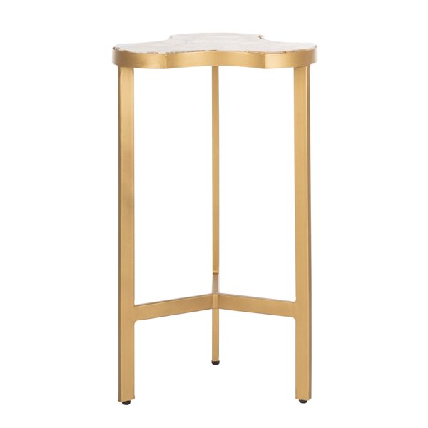 Safavieh Suki Tripod Round Accent Table with White Top and Gold Frame