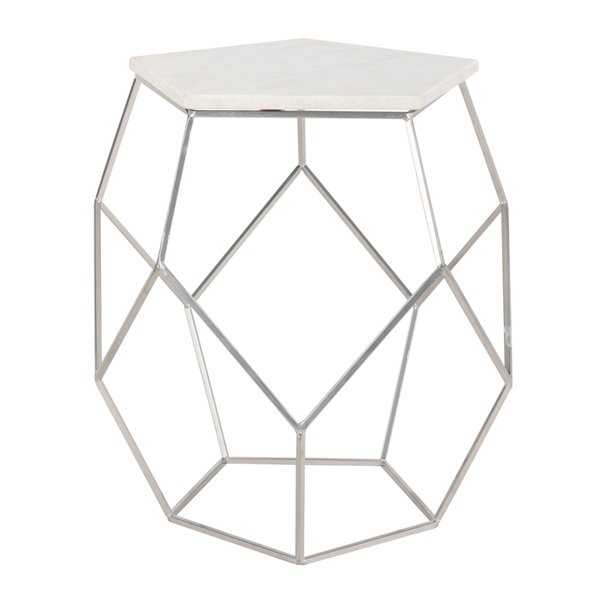 Safavieh Abella Silver and Whie Pentagon Accent Table