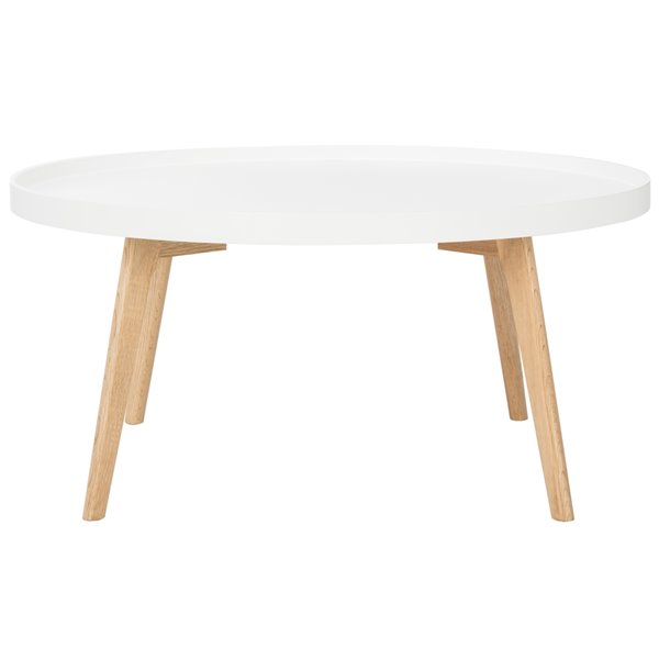 Safavieh Rue Round Coffee Table White, White Coffee Table Round With Wooden Legs