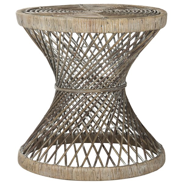 Safavieh Grimson Small Bowed Brown Wicker Accent Table - 23.6-in Diameter