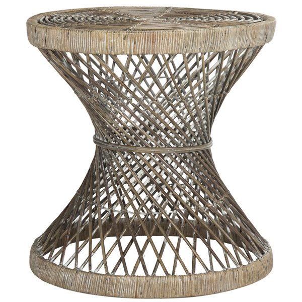 Safavieh Grimson Small Bowed Brown Wicker Accent Table - 23.6-in Diameter