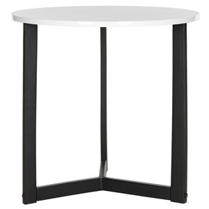 Safavieh Leonard White Lacquer Side Table with Black Legs