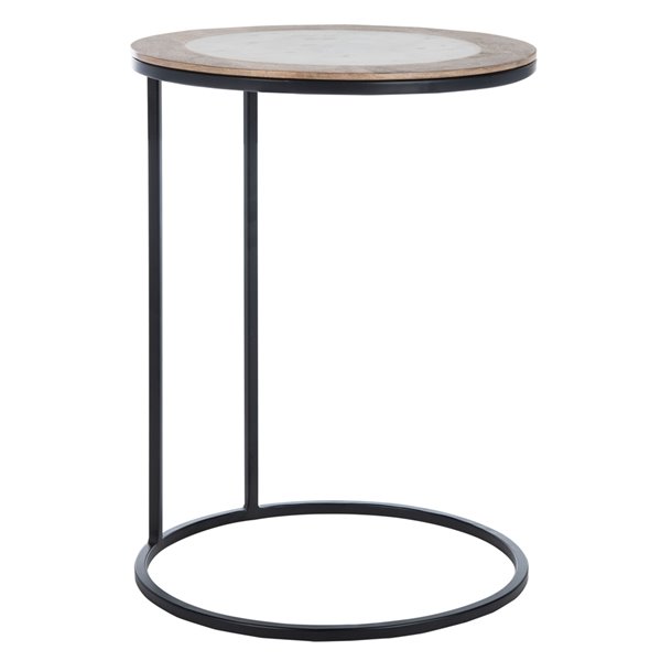 Safavieh Gemma White Agate Side Table with Black Legs