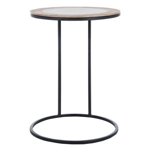 Safavieh Gemma White Agate Side Table with Black Legs