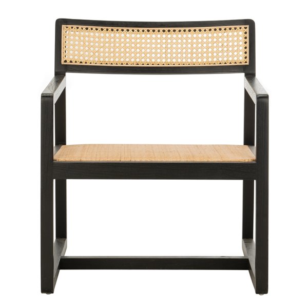 black and cane accent chair