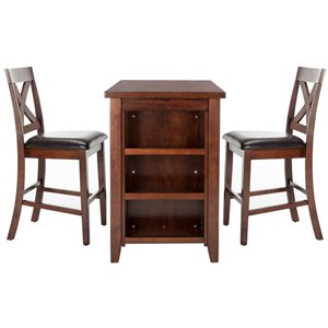 Safavieh Everest 3 Piece Pub Set - Mahogany and Black - 24-in L x 42-in W - Sits 2