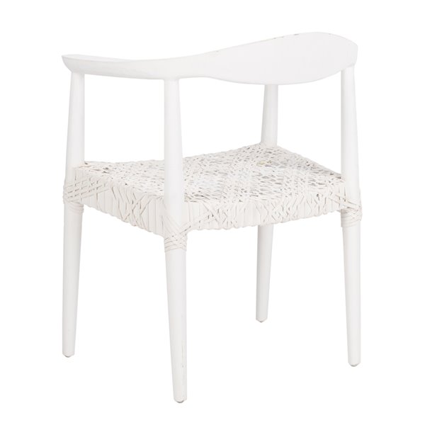 Safavieh Juneau Leather Woven Accent Chair - White/Off-White