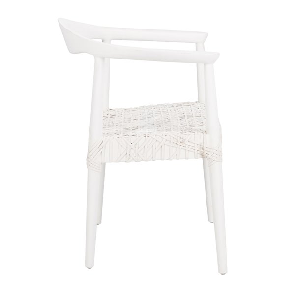 Safavieh Juneau Leather Woven Accent Chair - White/Off-White