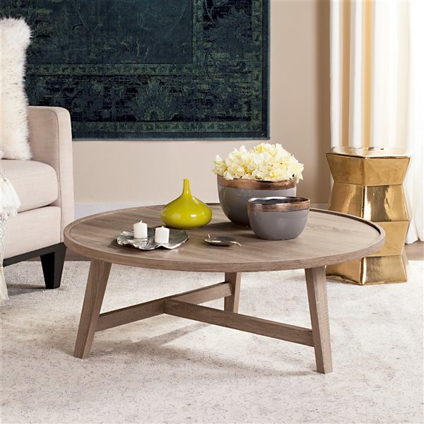 Safavieh Malone Retro Midcentury Natural Wood Coffee Table - 35.4-in Diameter