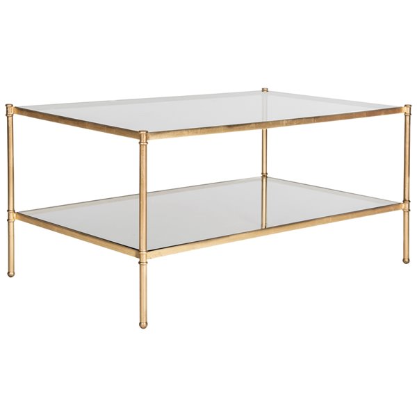 Safavieh Aslan Glass Rectangular Coffee Table with Antique Gold Finish Frame